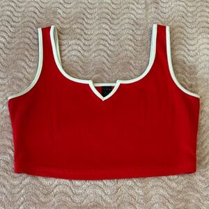 SHEIN Red and White Crop Top